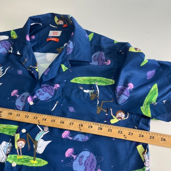 Oppo Suits Primary Blue Rick & Morty Relaxed Fit Button Up Shirt Mens XL Poly - Picture 6 of 8